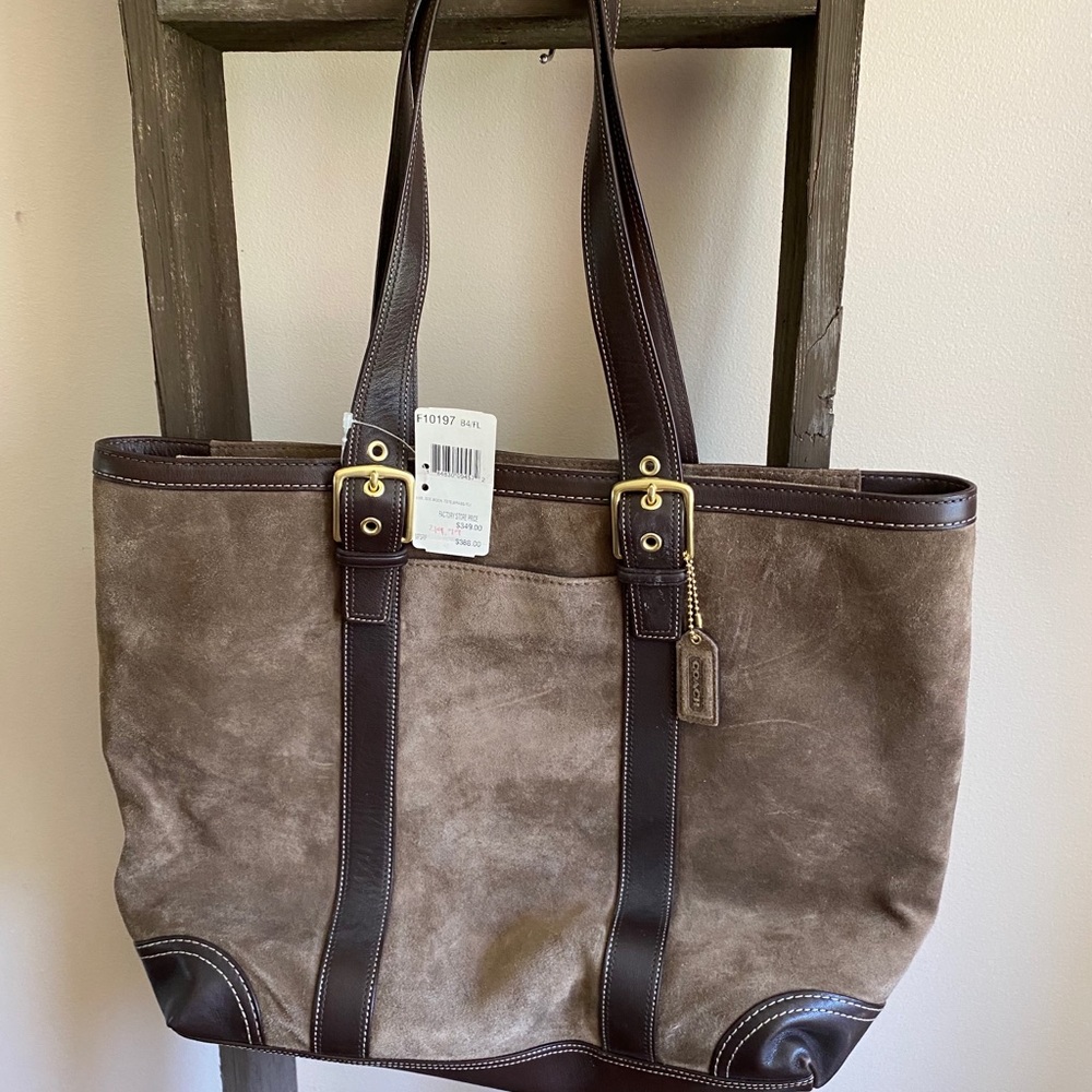 Brown Suede Coach Tote